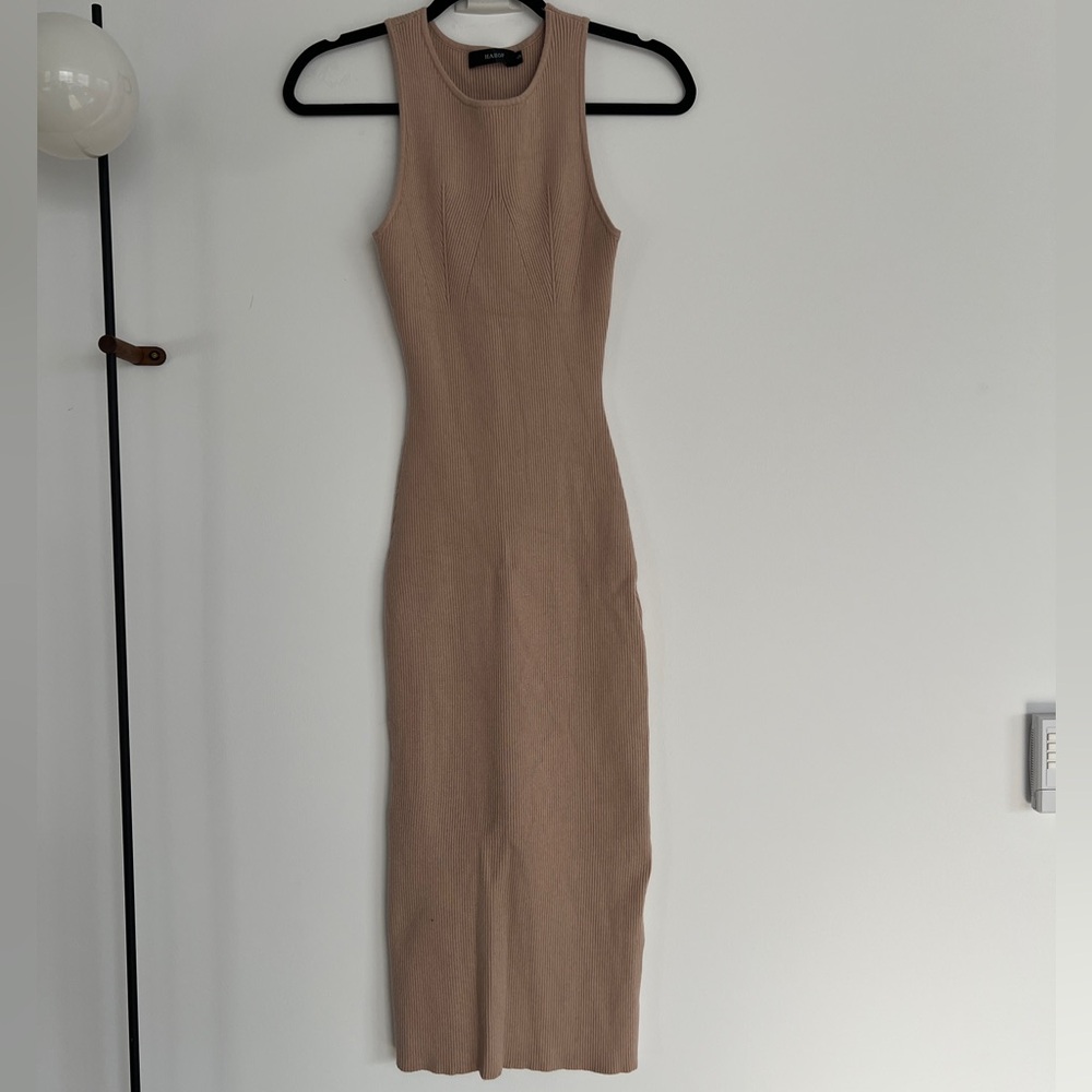 Tan Sleeveless bodycon knit Dress